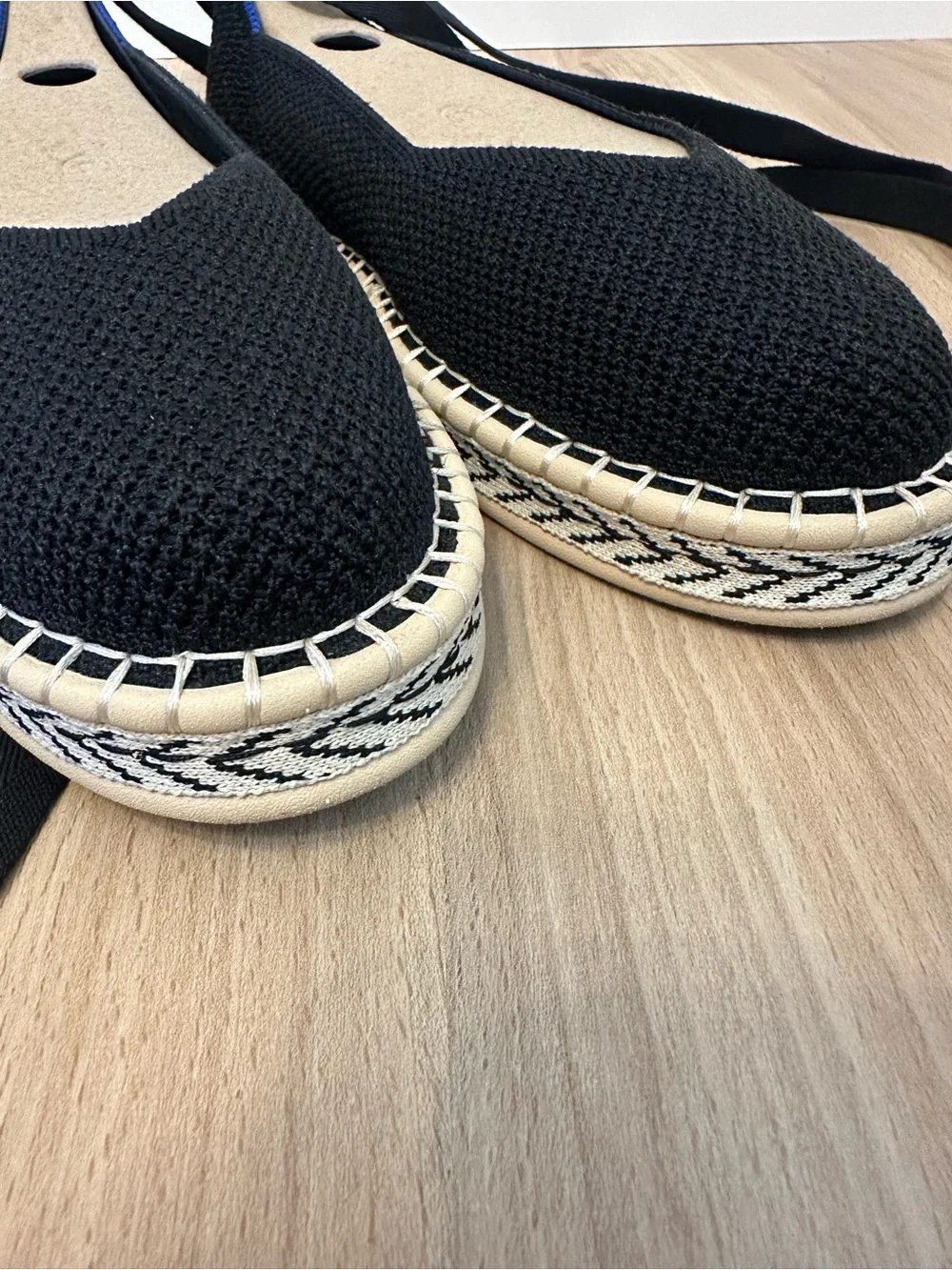Rothy’s Boardwalk Black Ankle-Tie Espadrille Flats - Women size 9.5